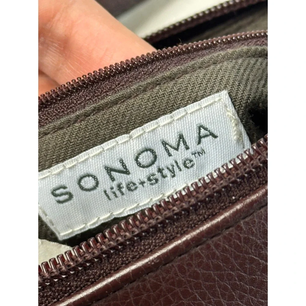 Sonoma Life Style Dark Brown Pebbled Faux Leather Shoulder Bag with Pouch